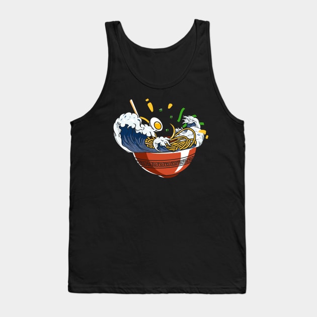 Ramen Merchandise Japanese Wave Ramen Noodle Tank Top by TeddyTees